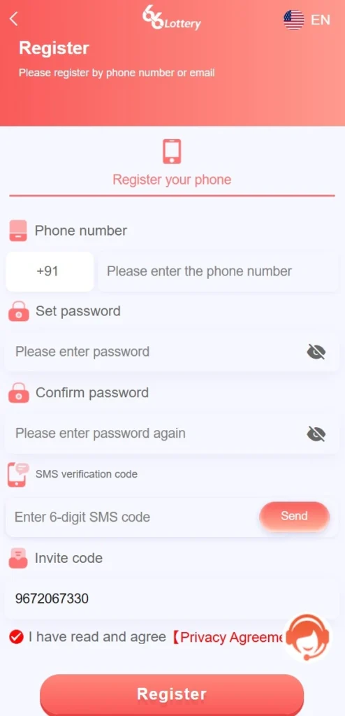 Register 66 Lottery Game